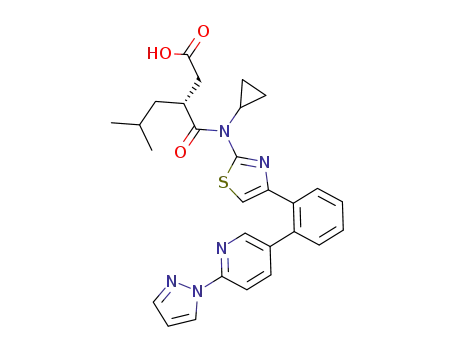 (R)-3-((4-(2-(6-(1H-pyrazol-1-yl)pyridin-3-yl)phenyl)thiazol-2-yl)(cyclopropyl)carbamoyl)-5-methylhexanoic acid