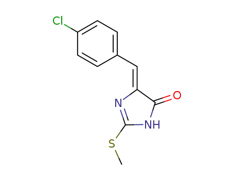 Molecular Structure of 207982-87-4 (4-(4-chlorobenzylidene)-2-(4-methylpiperazin-1-yl)-1H-imidazol-5(4H)-one)