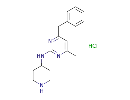 Molecular Structure of 1329673-47-3 ((4-benzyl-6-methyl-pyrimidin-2-yl)-piperidin-4-yl-amine hydrochloride)