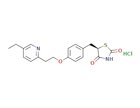 Molecular Structure of 1207681-45-5 ((5R)-5-{4-[2-(5-ethylpyridin-2-yl)ethoxy]benzyl}-1,3-thiazolidine-2,4-dione hydrochloride)