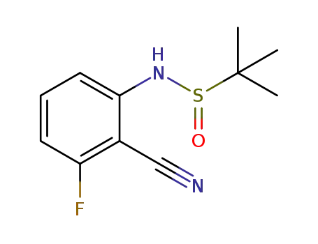 Molecular Structure of 1338209-85-0 (N-(2-cyano-3-fluorophenyl)-2-methylpropane-2-sulfinamide)