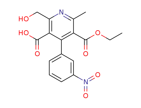 Molecular Structure of 89267-43-6 (5-(Ethoxycarbonyl)-2-(hydroxyMethyl-6-Methyl-4-(3-nitrophenyl)nicotinic Acid)