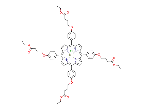 Molecular Structure of 1351286-94-6 ({meso-tetrakis[4-(4-ethoxy-4-oxobutoxy)phenyl]porphyrinato}rhodium(III) chloride)