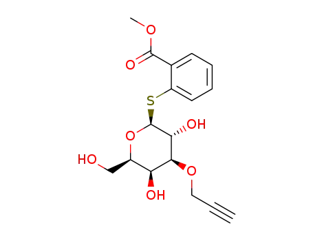 Molecular Structure of 1312289-70-5 (2-(methoxycarbonyl)phenyl 3-O-prop-2-ynyl-1-thio-β-D-galactopyranoside)