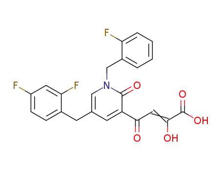 Molecular Structure of 1310875-94-5 (4-(5-(2,4-difluorobenzyl)-1-(2-fluorobenzyl)-2-oxo-1,2-dihydropyridin-3-yl)-2-hydroxy-4-oxobut-2-enoic acid)