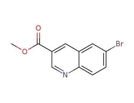 Molecular Structure of 1220418-77-8 (3-Quinolinecarboxylic acid, 6-broMo-, Methyl ester)