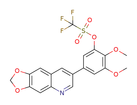 Molecular Structure of 1353555-71-1 (5-([1,3]dioxolo[4,5-g]quinolin-7-yl)-2,3-dimethoxyphenyl trifluoromethanesulfonate)