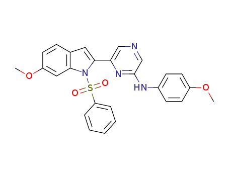 [6-(1-benzenesulfonyl-6-methoxy-1H-indol-2-yl)-pyrazin-2-yl]-(4-methoxy-phenyl)-amine