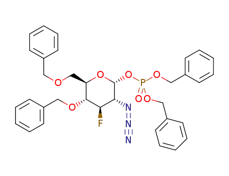 Molecular Structure of 1334530-12-9 ((2-azido-4,6-di-O-benzyl-2,3-dideoxy-3-fluoro-α-D-glucopyranosyl)-1-dibenzylphosphate)