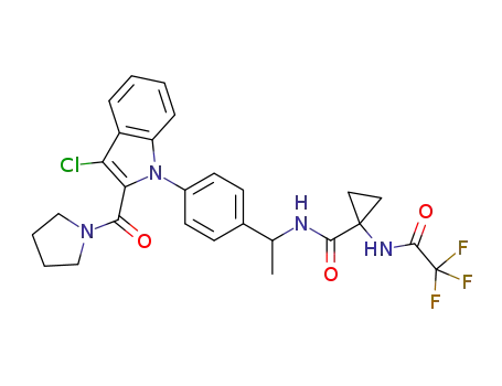 1-(2,2,2-trifluoro-acetylamino)-cyclopropanecarboxylic acid (1-{4-[3-chloro-2-(pyrrolidine-1-carbonyl)-indol-1-yl]-phenyl}-ethyl)-amide