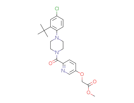 Molecular Structure of 1252657-68-3 (methyl [(6-{[4-(2-tert-butyl-4-chlorophenyl)piperazin-1-yl]carbonyl}pyridin-3-yl)oxy]acetate)