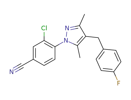 Molecular Structure of 1189135-53-2 (3-chloro-4-[4-(4-fluorobenzyl)-3,5-dimethyl-1H-pyrazol-1-yl]benzonitrile)