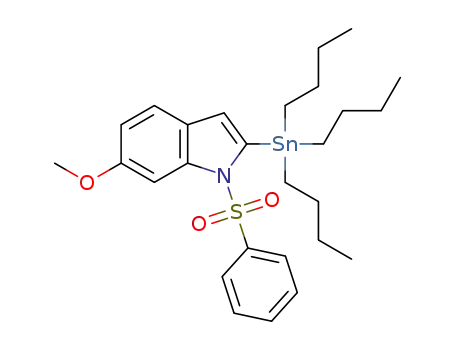 Molecular Structure of 722538-29-6 (1-benzenesulfonyl-6-methoxy-2-tributylstannyl-1H-indole)