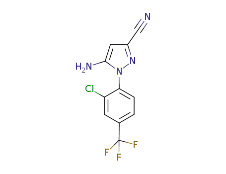 Molecular Structure of 120068-81-7 (1H-Pyrazole-3-carbonitrile,
5-amino-1-[2-chloro-4-(trifluoromethyl)phenyl]-)