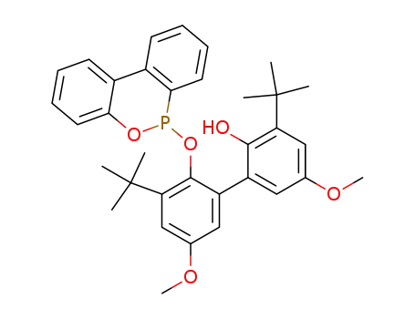 Molecular Structure of 283601-03-6 (2'-[(6H-dibenzo[c,e][1,2]oxaphosphinine-6-yl)oxy]-3,3'-di-tertbutyl-5,5'-dimethoxy-[1,1'-biphenyl]-2-ol)
