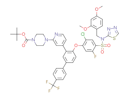 tert-Butyl 4-(4-(4-(2-chloro-4-(N-(2,4-dimethoxybenzyl)-N-(1,3,4-thiadiazol-2-yl)sulfamoyl)-5-fluorophenoxy)-4'-(trifluoromethyl)biphenyl-3-yl)pyridin-2-yl)piperazine-1-carboxylate