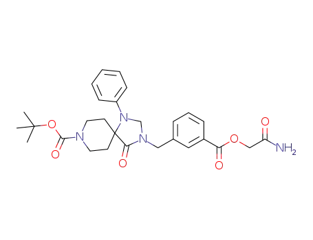Molecular Structure of 1352948-59-4 (tert-butyl 3-(3-((2-amino-2-oxoethoxy)carbonyl)benzyl)-4-oxo-1-phenyl-1,3,8-triazaspiro[4.5]decane-8-carboxylate)