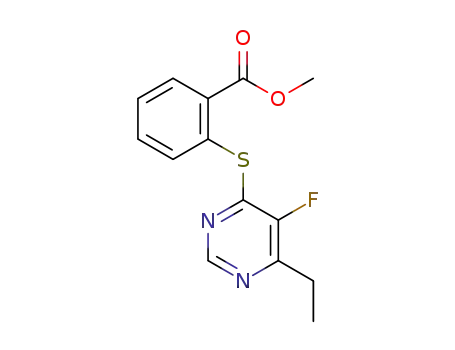 Molecular Structure of 1258386-27-4 (methyl 2-(6-ethyl-5-fluoropyrimidin-4-yl-sulfanyl)benzoate)