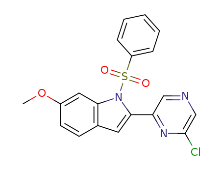 Molecular Structure of 1346163-38-9 (1-benzensulfonyl-2-(6-chloro-pyrazin-2-yl)-6-methoxy-1H-indole)