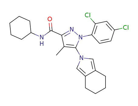 Molecular Structure of 1345992-44-0 (N-cyclohexyl-1-(2,4-dichlorophenyl)-4-methyl-5-(4,5,6,7-tetrahydroisoindol-2-yl)-1H-pyrazole-3-carboxamide)