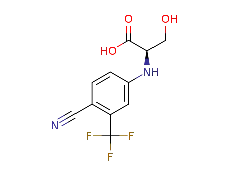 Molecular Structure of 1371608-84-2 ((R)-2-(4-cyano-3-(trifluoromethyl)phenylamino)-3-hydroxypropanoic acid)
