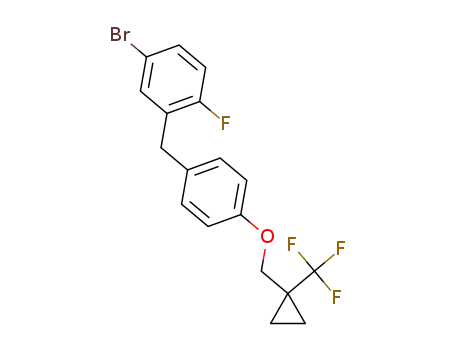 Molecular Structure of 1360569-09-0 (4-bromo-1-fluoro-2-(4-((1-(trifluoromethyl)cyclopropyl)methoxy)benzyl)benzene)