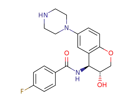 4-fluoro-N-((3R,4S)-3-hydroxy-6-(piperazin-1-yl)chroman-4-yl)benzamide