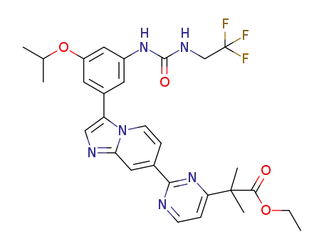2-[2-(3-{3-isopropoxy-5-[3-(2,2,2-trifluoroethyl)ureido]phenyl}imidazo[1,2-a]pyridin-7-yl)pyrimidin-4-yl]-2-methylpropionic acid ethyl ester