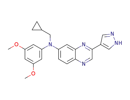 Molecular Structure of 1346243-08-0 (N-(cyclopropylmethyl)-N-(3,5-dimethoxyphenyl)-3-(1H-pyrazol-4-yl)quinoxaline-6-amine)