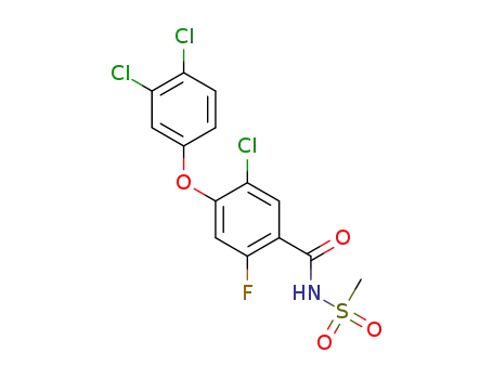 Molecular Structure of 1354955-37-5 (5-Chloro-4-(3,4-dichlorophenoxy)-2-fluoro-N-(methylsulfonyl)benzamide)