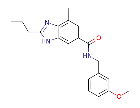 Molecular Structure of 1239196-62-3 (N-(3-methoxy)benzyl-4-methyl-2-n-propyl-1H-benzimidazole-6-carboxamide)