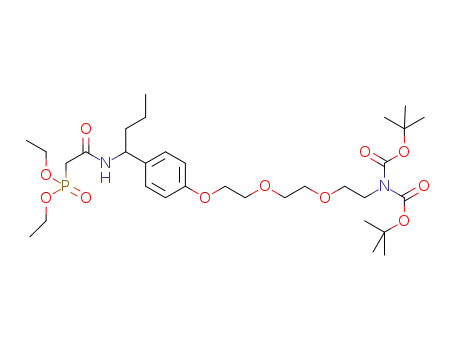 Molecular Structure of 1369406-47-2 ((2-(2-(2-(4-(1-(2-(diethoxyphosphoryl)acetamido)butyl)phenoxy)ethoxy)ethoxy)ethyl)imidodicarbonic acid bis(tert-butyl) ester)