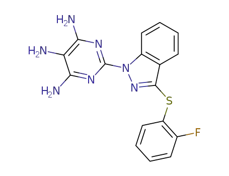 2-{3-[(2-fluorophenyl)sulphanyl]-1H-indazol-1-yl}pyrimidine-4,5,6-triamine