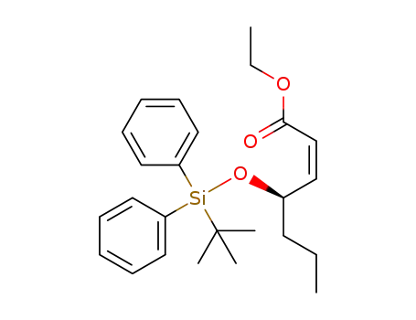 Molecular Structure of 1359984-28-3 ((R,Z)-ethyl 4-(tert-butyldiphenylsilyloxy)hept-2-enoate)