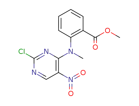 Molecular Structure of 66427-79-0 (Methyl 2-((2-chloro-5-nitropyriMidin-4-yl)(Methyl)aMino)benzoate)