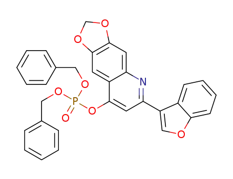 Molecular Structure of 1355235-76-5 (dibenzyl 2-(3-benzo[b]furyl)-6,7-methylenedioxy-quinolin-4-ylphosphate)