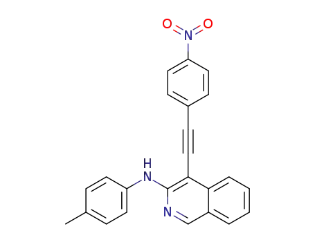 Molecular Structure of 1373873-65-4 (4-((4-nitrophenyl)ethynyl)-N-p-tolylisoquinolin-3-amine)
