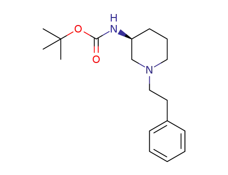 Molecular Structure of 1361322-88-4 ((S)-tert-butyl 1-phenethylpiperidin-3-ylcarbamate)