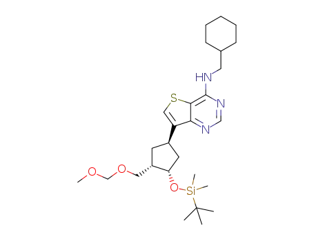 Molecular Structure of 1370008-77-7 (7-[(1R,3S,4S)-3-[tert-butyl(dimethyl)silyl]oxy-4-(methoxymethoxymethyl)cyclopentyl]-N-(cyclohexylmethyl)thieno[3,2-d]pyrimidin-4-amine)