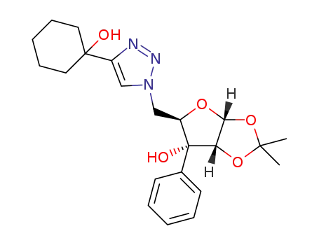 1,2-O-isopropylidene-3-C-phenyl-5-(4-(1-hydroxycyclohexyl)-1H-1,2,3-triazole-1-yl)-α-D-ribofuranose