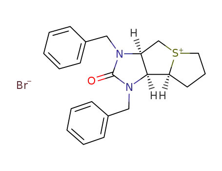 Molecular Structure of 33719-11-8 ((3a<i>R</i>)-1,3-dibenzyl-2-oxo-(3a<i>r</i>,8a<i>c</i>,8b<i>c</i>)-decahydro-thieno[1',2':1,2]thieno[3,4-<i>d</i>]imidazolium; bromide)