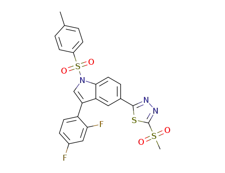 2-(3-(2,4-difluorophenyl)-1-tosyl-1H-indol-5-yl)-5-(methylsulfonyl)-1,3,4-thiadiazole