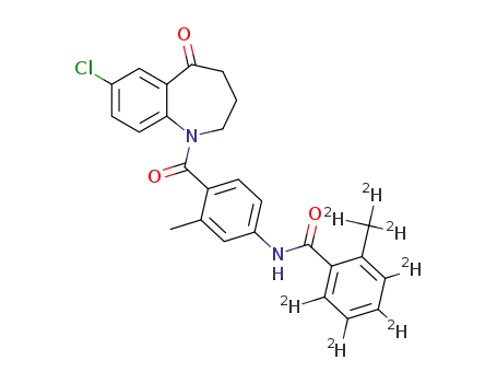 Molecular Structure of 1296212-29-7 (N-{4-(7-chloro-5-oxo-2,3,4-trihydro-1H-benzo[b]azepine-1-carbonyl)-3-methylphenyl}-3,4,5,6-tetradeutero-2-trideutero methylbenzamide)