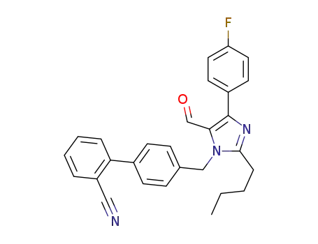 Molecular Structure of 1313233-71-4 (4'-[{2-butyl-4-(4-fluorophenyl)-5-formyl-1H-imidazol-1-yl}methyl]biphenyl-2-carbonitrile)