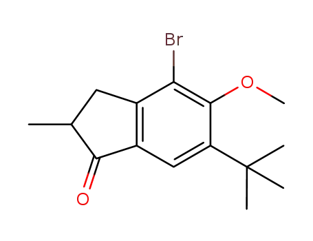 Molecular Structure of 952516-23-3 (1H-Inden-1-one, 4-bromo-6-(1,1-dimethylethyl)-2,3-dihydro-5-methoxy-2-methyl-)