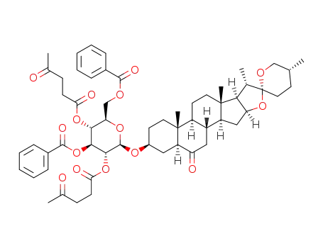 Molecular Structure of 1383476-47-8 (laxogenin 3-O-(3,6-di-O-benzoyl-2,4-di-O-levulinoyl-β-D-glucopyranoside))