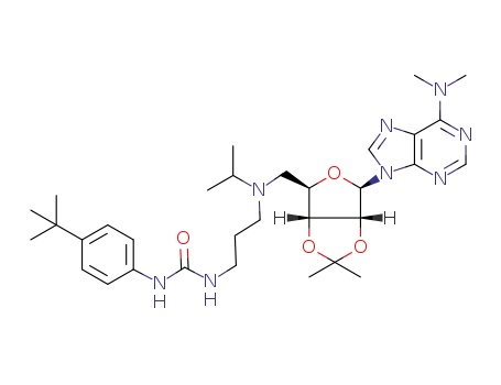 1-(4-(tert-butyl)phenyl)-3-(3-((((3aR,4R,6R,6aR)-6-(6-(dimethylamino)-9H-purin-9-yl)-2,2-dimethyltetrahydrofuro[3,4-d][1,3]dioxol-4-yl)methyl)(isopropyl)amino)propyl)urea
