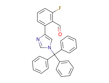 Molecular Structure of 1402838-09-8 (2-fluoro-6-(1-trityl-1H-imidazol-4-yl)benz
aldehyde)