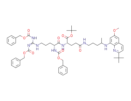 tert-butyl N<sub>2</sub>-[(benzyloxy)carbonyl]-N<sub>5</sub>-(N,N'-bis[(benzyloxy)carbonyl]carbamimidoyl)-D-ornithyl-N<sub>5</sub>-(4-[(2-tert-butyl-6-methoxyquinolin-8-yl)amino]pentyl)-L-glutaminate