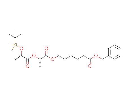 Molecular Structure of 1396314-79-6 (6-[(S)-2-((S)-2-(tertbutyldimethylsilyloxy)propanoyloxy)propanoate] hexanoic benzyl ester)
